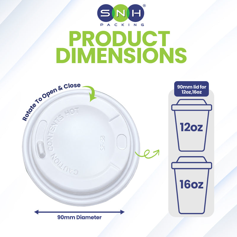 Paper Cup PP Slider Lid 90 Dia White