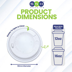 Paper Cup PP Slider Lid 90 Dia White