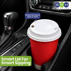 Paper Cup PP Slider Lid 90 Dia White