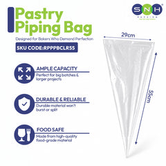 Pastry piping bag with specifications and SNH branding on a white background