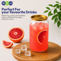 SNH PET can round clear 250ml gold lid premium drink container UAE