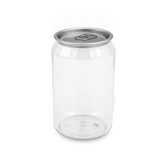 SNH PET can round clear 250ml with silver lid beverage bottle UAE