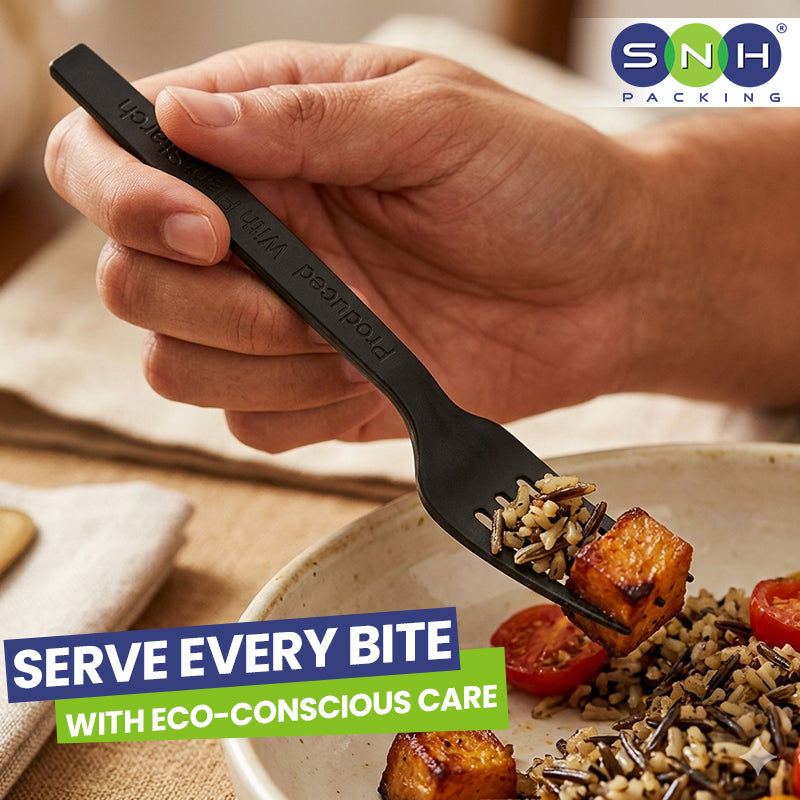 SNH black PSM fork lightweight disposable food fork UAE