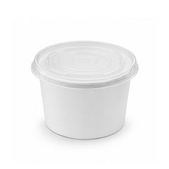 A white plastic food storage container with a matching clear plastic screw-on lid