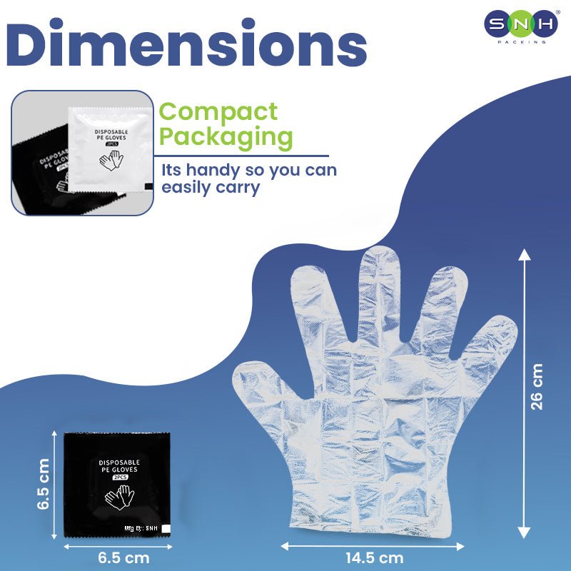 SNH Wrapped PE Gloves Disposable Food Handling - SNH Packing