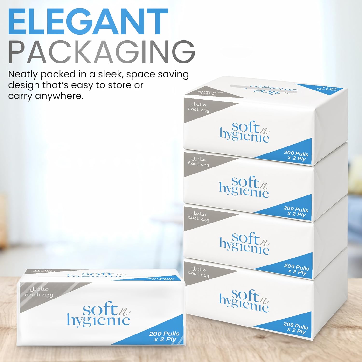 Soft & Hygienic Nylon Facial Tissue 200 Sheets 2 Ply 5 or 10 Boxes - SNH Packing
