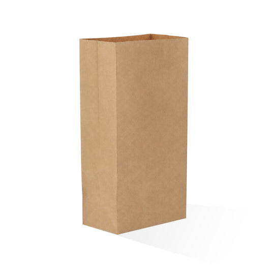 Brown rectangular paper bag on a white background