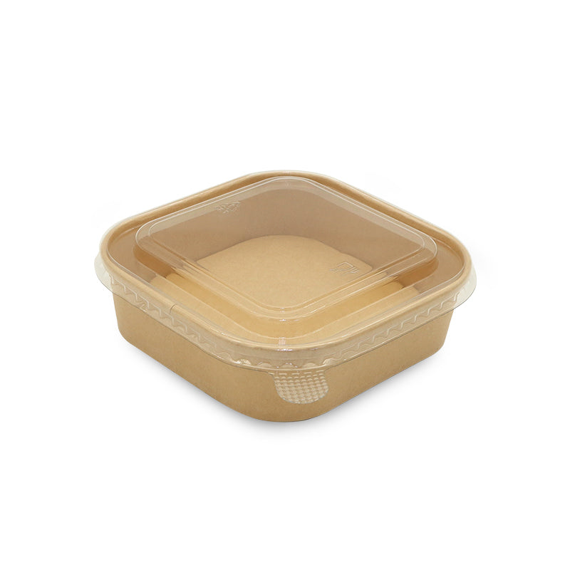 Beige food container with a clear lid