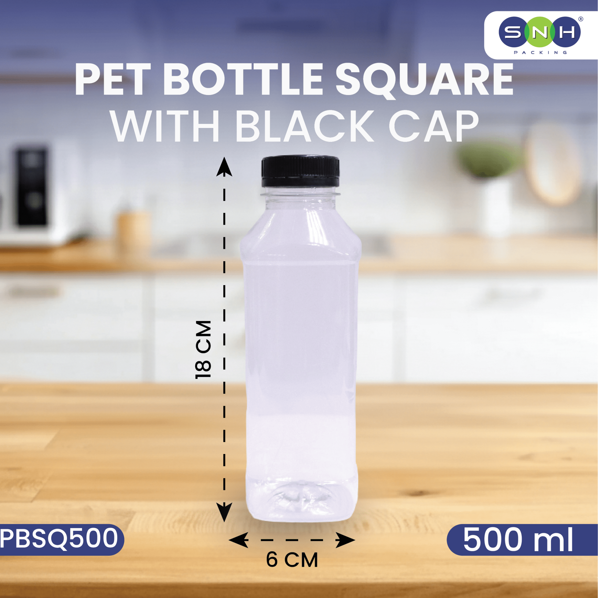 Square PET Bottles with Cap – Leak - Proof & Food - Grade - SNH Packing