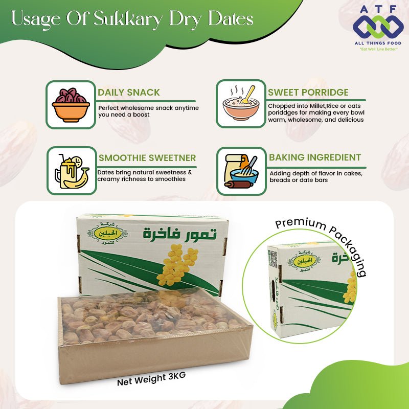 SUKKARY DRY DATES - 3 KG (KSA) - SNH Packing