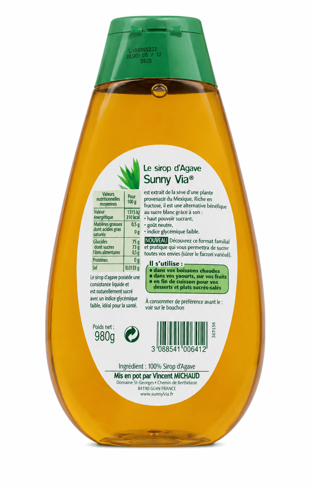 Sunny Bio Organic Agave Syrup 980gm - SNH Packing