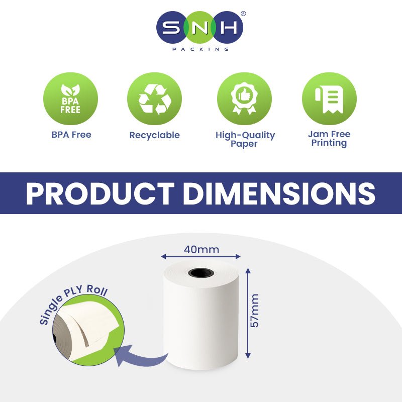 Thermal Paper Rolls POS Receipt Paper 57x40MM to 80x80MM - SNH Packing