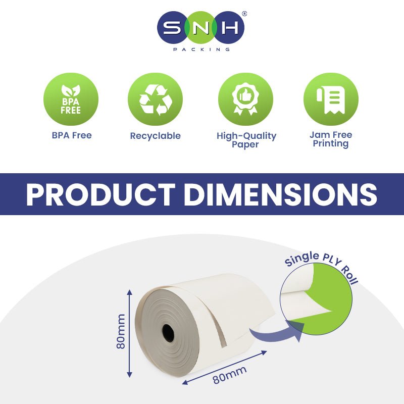 Thermal Paper Rolls POS Receipt Paper 57x40MM to 80x80MM - SNH Packing