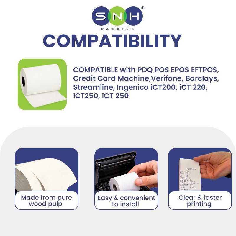 Thermal Paper Rolls POS Receipt Paper 57x40MM to 80x80MM - SNH Packing