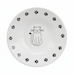 Trixie Ceramic Bowl Paw Print for Short-Nose Cat Breeds WHITE - 15CM - SNH Packing