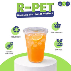 U-Shaped RPET Cups With Lid 92mm- Disposable Cold Drink Cups - SNH Packing
