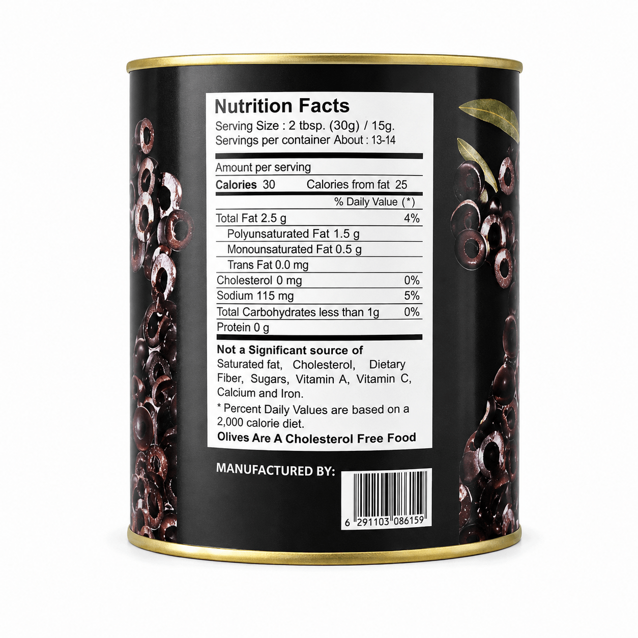 Valencia Garden Black Olives Sliced 3KG Premium Olives - SNH Packing