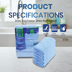 Microfiber Cleaning Cloth Pack – 40x40cm | Blue, Red, Pink, Grey, Green & Mix Color | 5pcs Pack