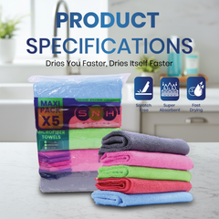 Microfiber Cleaning Cloth Pack – 40x40cm | Blue, Red, Pink, Grey, Green & Mix Color | 5pcs Pack