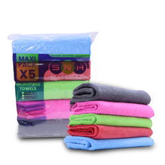 Microfiber Cleaning Cloth Pack – 40x40cm | Blue, Red, Pink, Grey, Green & Mix Color | 5pcs Pack