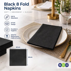 White Black 8 Fold Napkins 40x40CM 45 Sheets Premium Table Napkins - SNH Packing