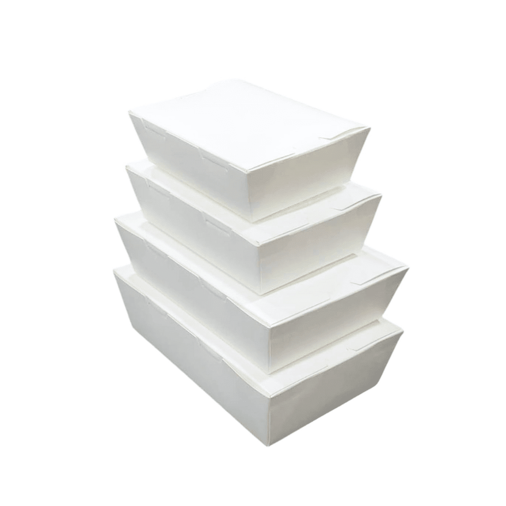 White Lunch Box Without Window Paperboard Takeaway Packaging - SNH Packing