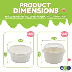 White Paper Ice Cream Cups with Lid 4 OZ to 16 OZ - SNH Packing