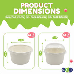White Paper Ice Cream Cups with Lid 4 OZ to 16 OZ - SNH Packing