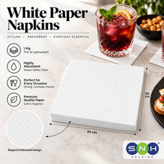 White Paper Napkin 30x30CM 1 Ply 70 Pieces - SNH Packing