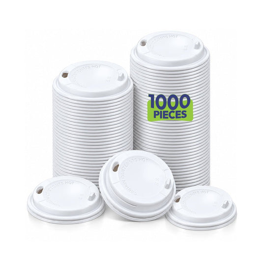 White Plastic Lids for Paper Cups with Slider Lock 90mm 1000 Pcs