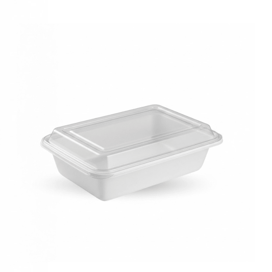White Rectangular Microwave Container with Lid - SNH Packing