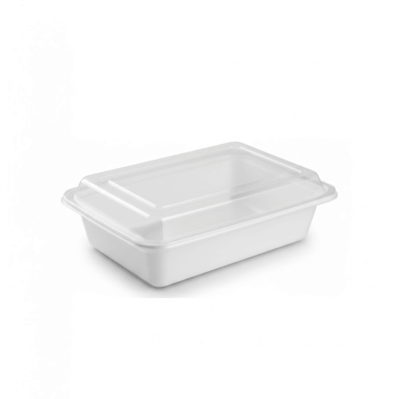 White Rectangular Microwave Container with Lid - SNH Packing