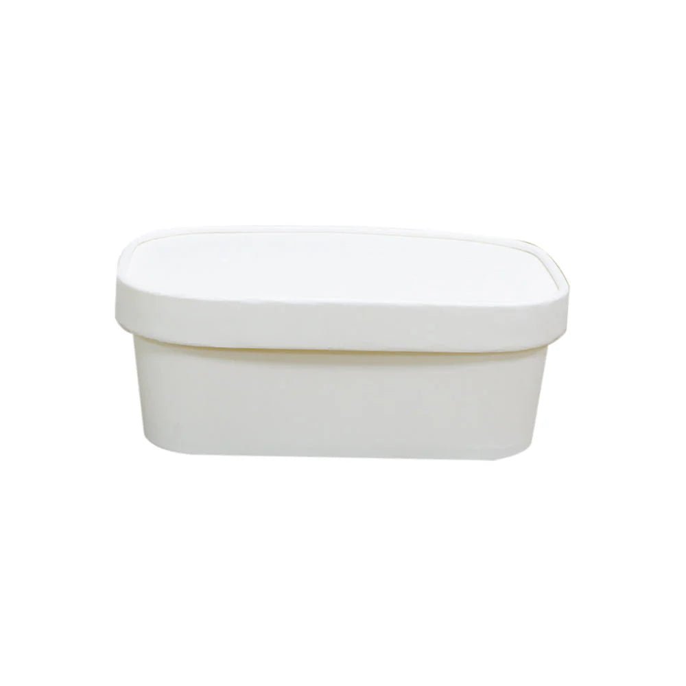 White Rectangular Paper Containers with Paper PP Lids 500ml to 1000ml - SNH Packing