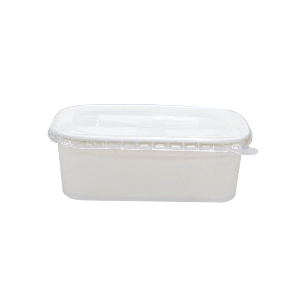 White Rectangular Paper Containers with Paper PP Lids 500ml to 1000ml - SNH Packing
