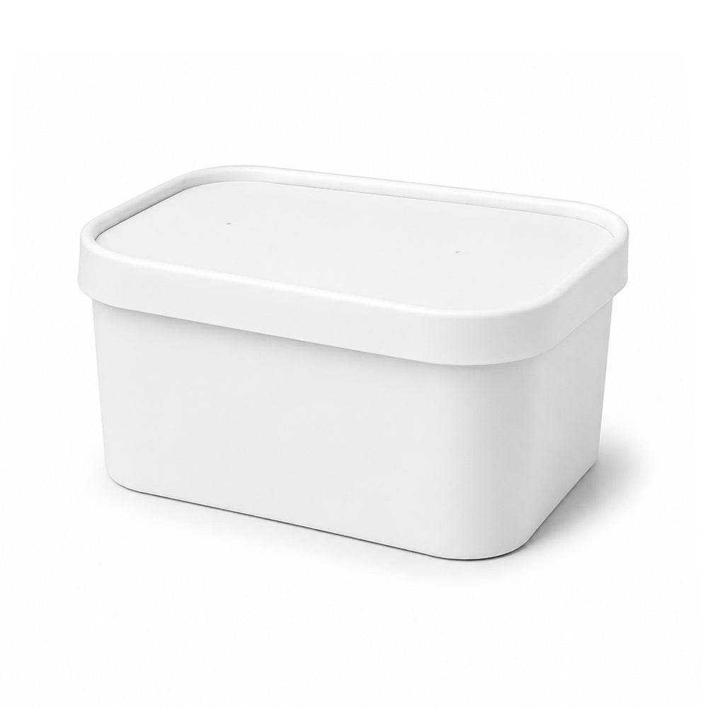 White Rectangular Paper Containers with Paper PP Lids 500ml to 1000ml - SNH Packing