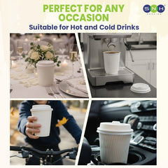 White Ripple Wall Paper Cup with Bagasse Lid - SNH Packing