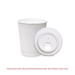 White Ripple Wall Paper Cup with Bagasse Lid - SNH Packing