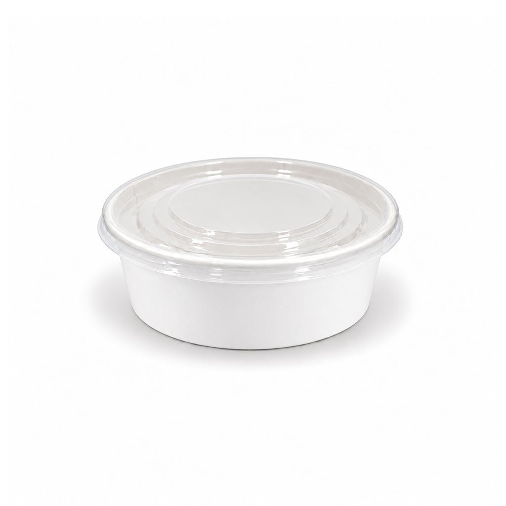 White Round Salad Bowls with Lids 500ML to 1300ML - SNH Packing