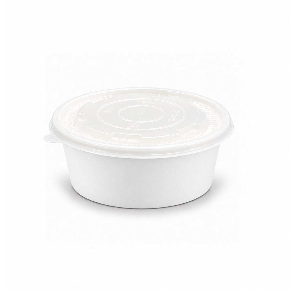 White Round Salad Bowls with Lids 500ML to 1300ML - SNH Packing