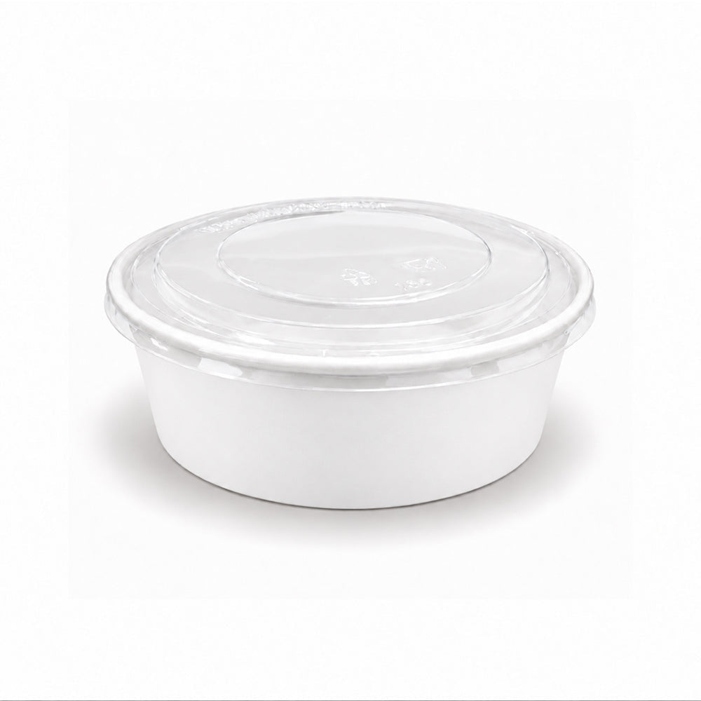 White Round Salad Bowls with Lids 500ML to 1300ML - SNH Packing