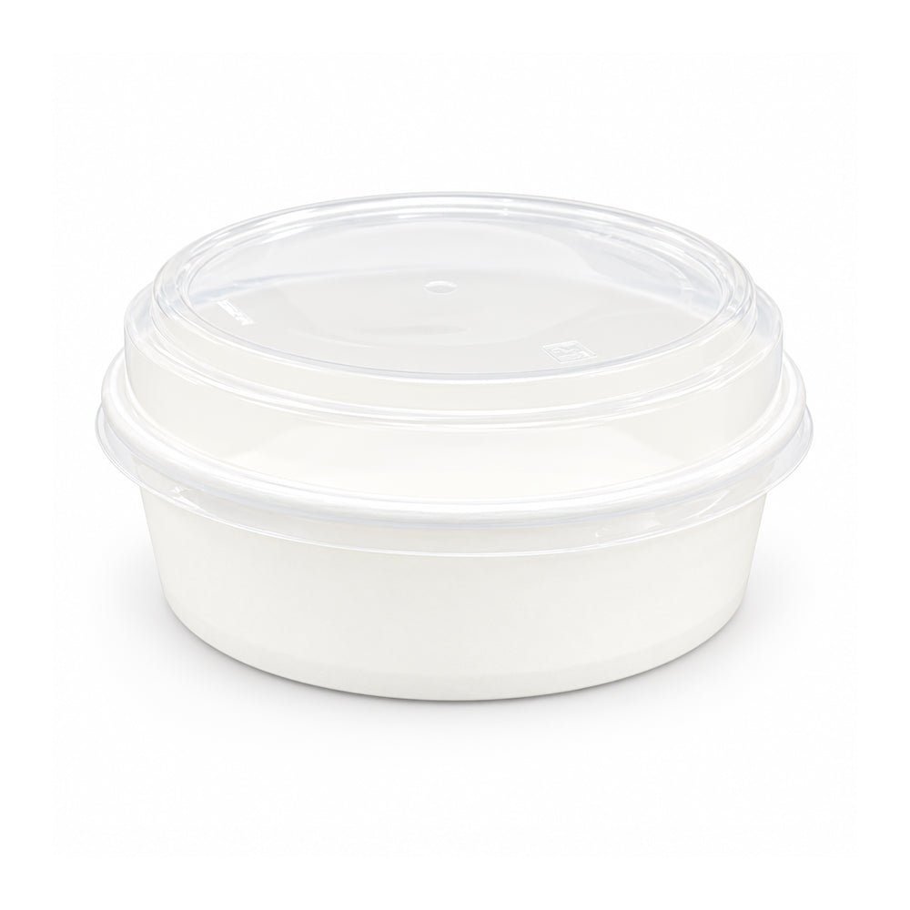 White Round Salad Bowls with Lids 500ML to 1300ML - SNH Packing