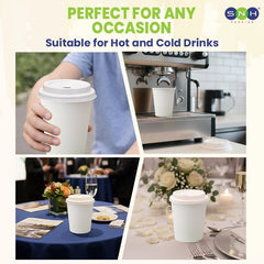 White Single Wall Paper Cup with Bagasse Lid - SNH Packing