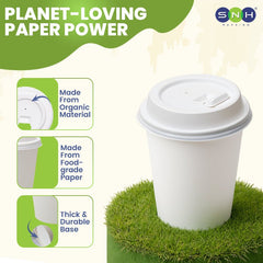 White Single Wall Paper Cup with Bagasse Lid - SNH Packing