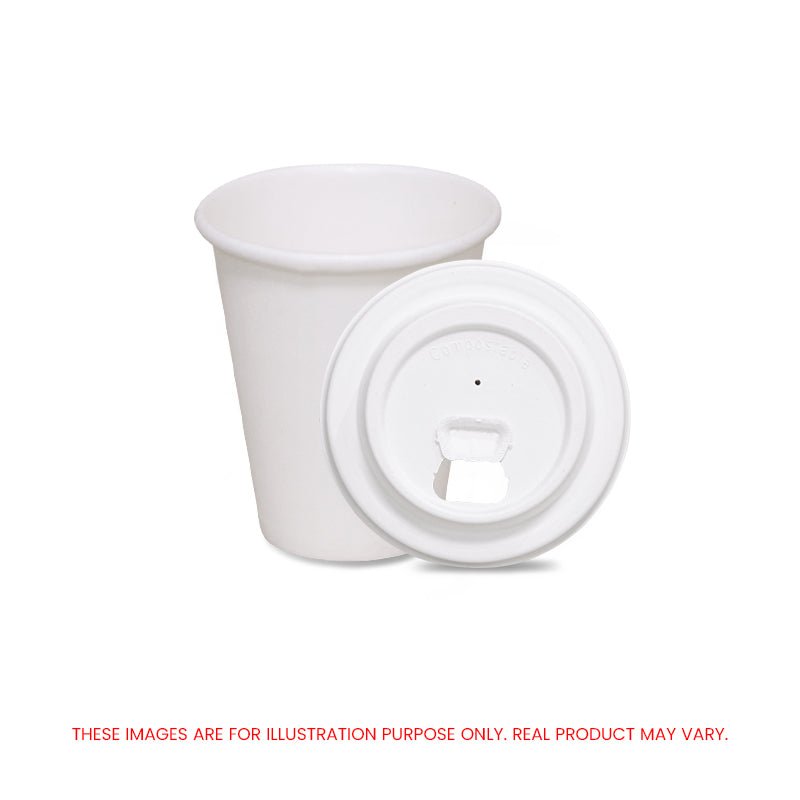 White Single Wall Paper Cup with Bagasse Lid - SNH Packing