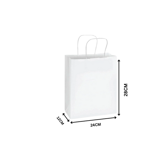SNH Packing White Twisted Handle Paper Bag Shopping Takeaway