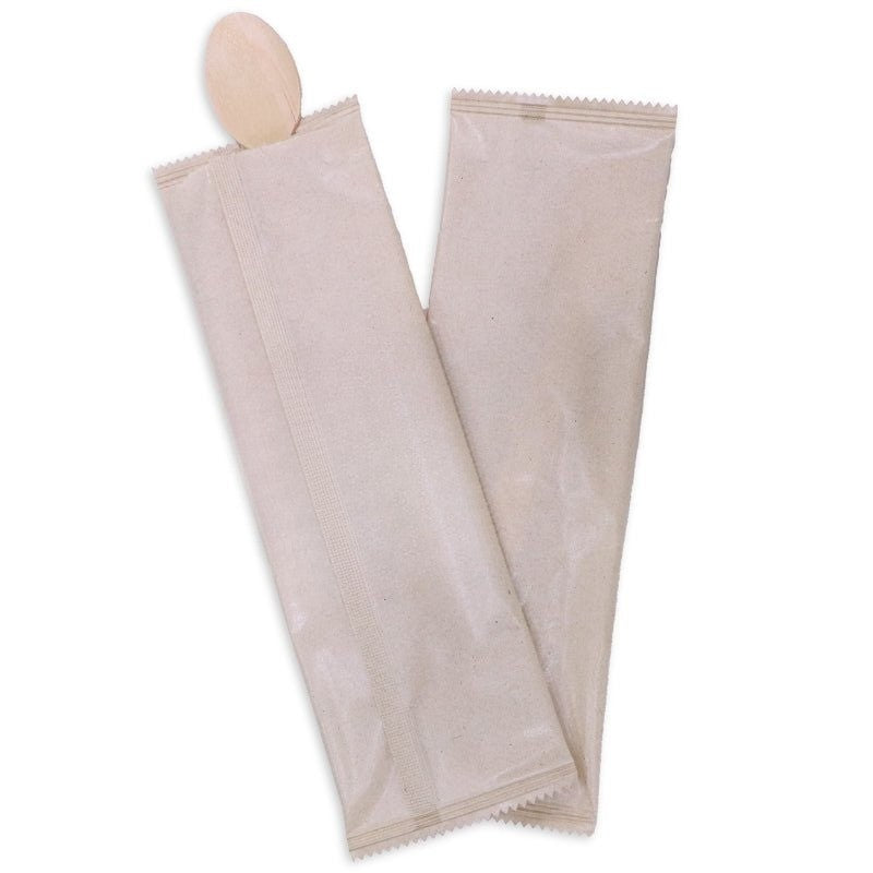 Wooden spoon paper wrapped cutlery disposable eco friendly UAE