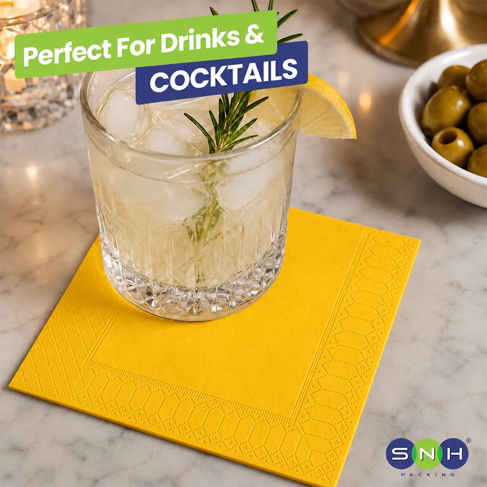 Yellow Cocktail Paper Napkins 2Ply | 50 PCS PKT - SNH Packing