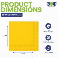 Yellow Cocktail Paper Napkins 2Ply | 50 PCS PKT - SNH Packing