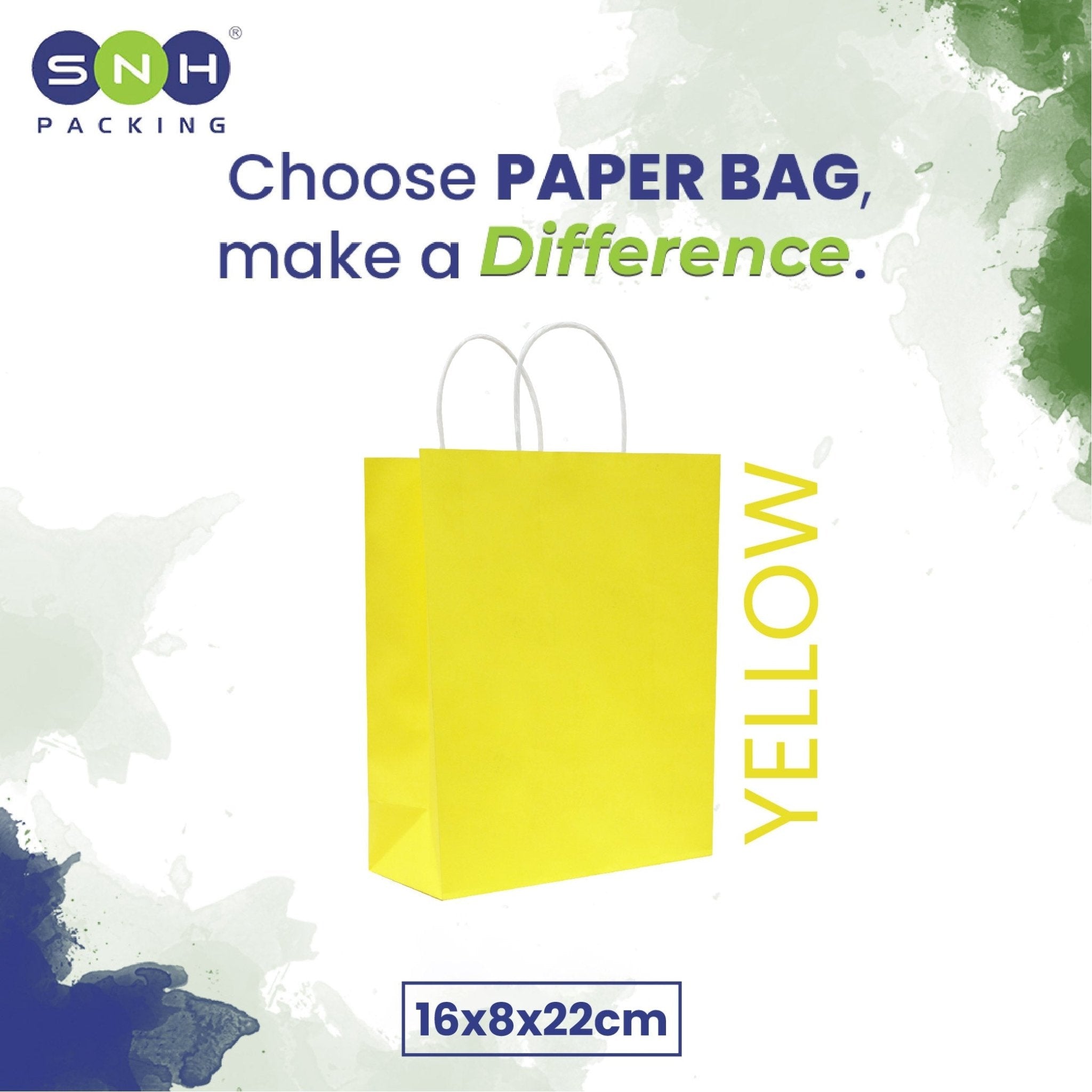 Yellow Paper Bags with Twisted Handle | Kraft Shopping Bags - SNH Packing