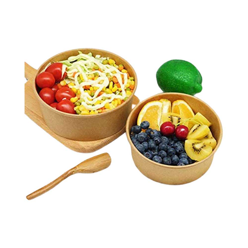 Kraft Paper Salad Bowl 1090ML With Lid